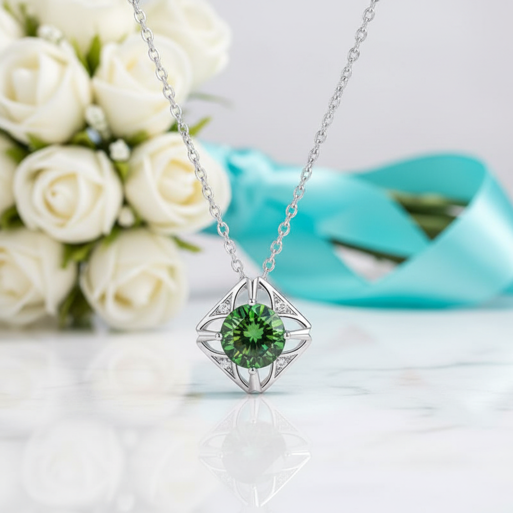 1.0 Ct Classic Emerald Birthstone Pendant Necklace-Evani Jewelry