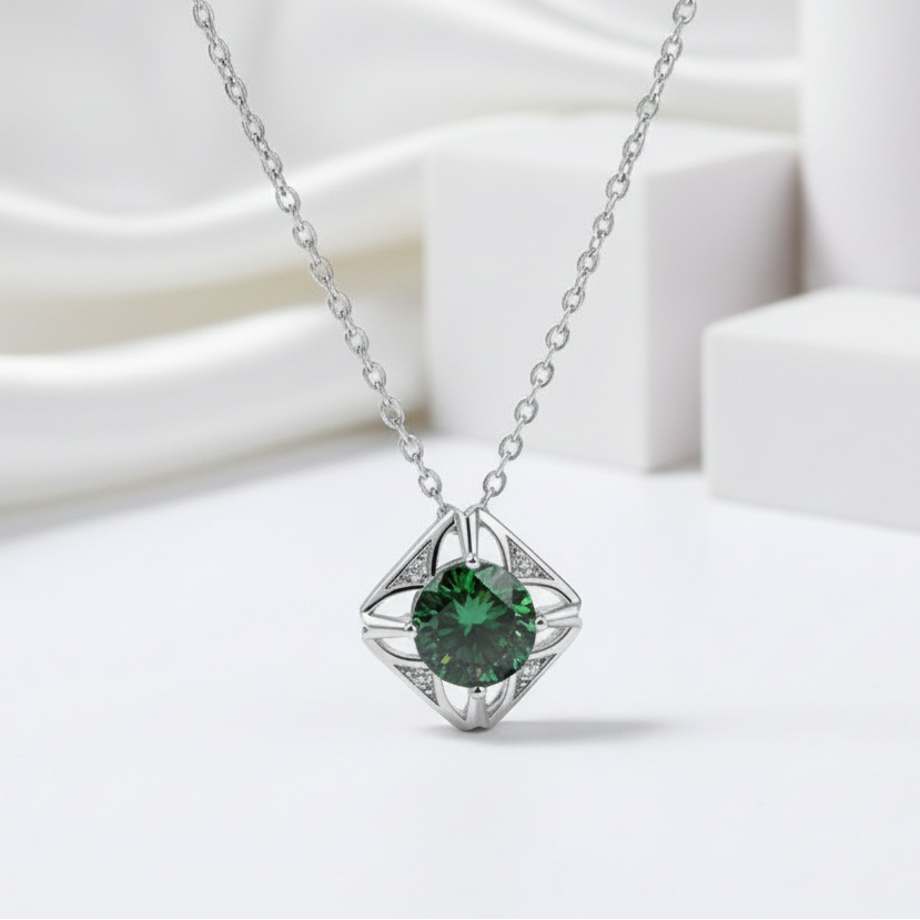 1.0 Ct Classic Emerald Birthstone Pendant Necklace-Evani Jewelry