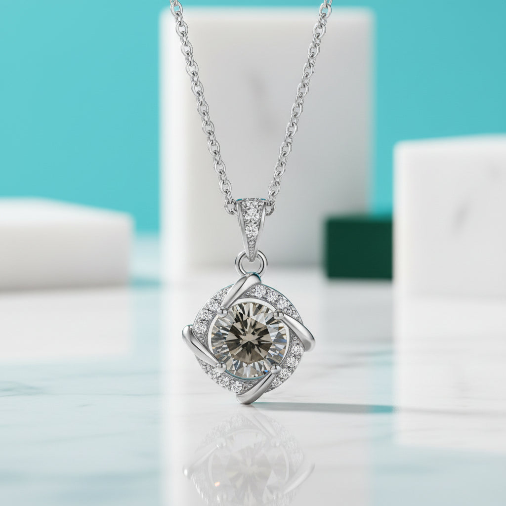 1.0 Ct Diamond Clavicle Pendant Necklace-Evani Jewelry