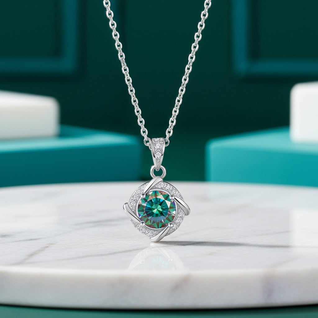1.0 Ct Diamond Clavicle Pendant Necklace-Evani Jewelry