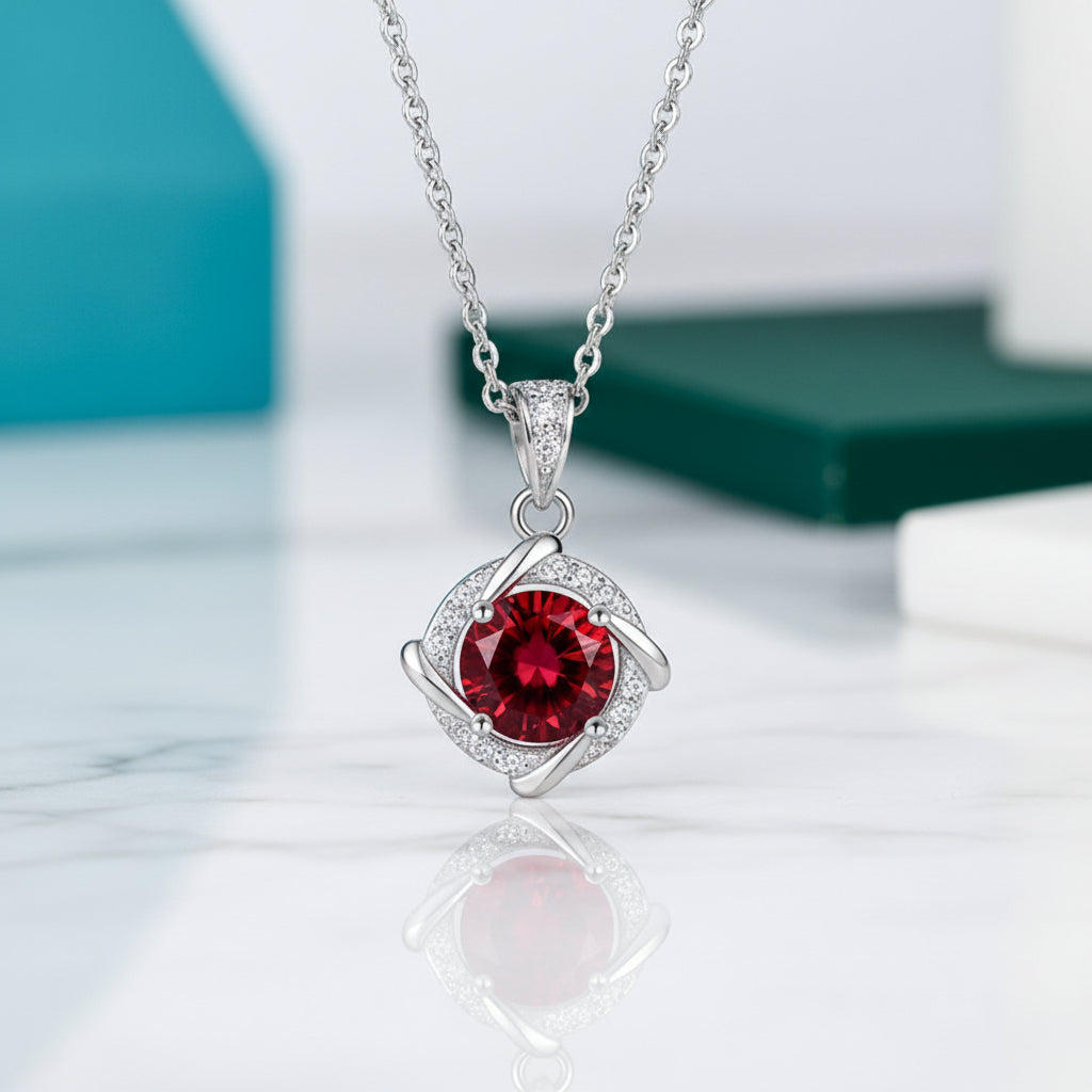 1.0 Ct Clavicle Ruby Pendant Necklace-Evani Jewelry