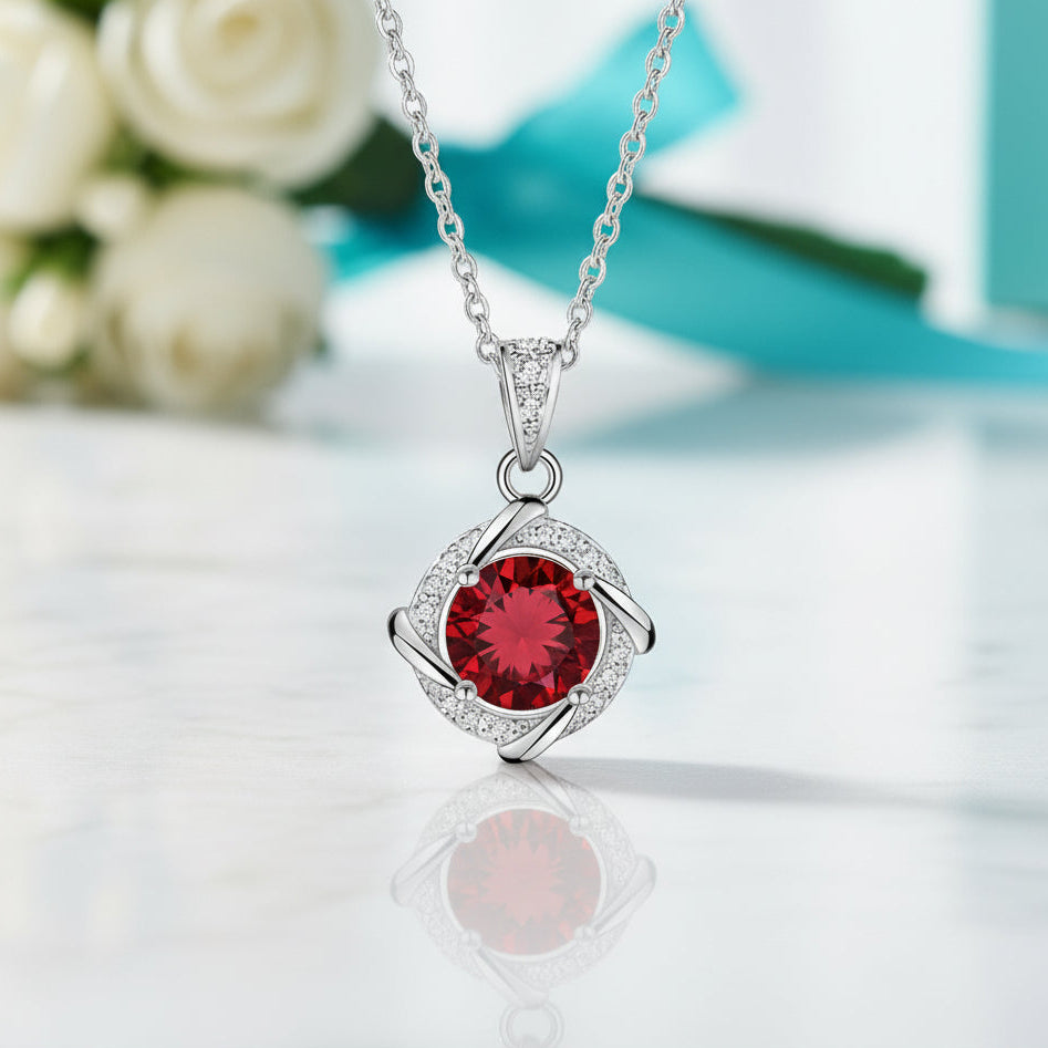 1.0 Ct Clavicle Ruby Pendant Necklace-Evani Jewelry