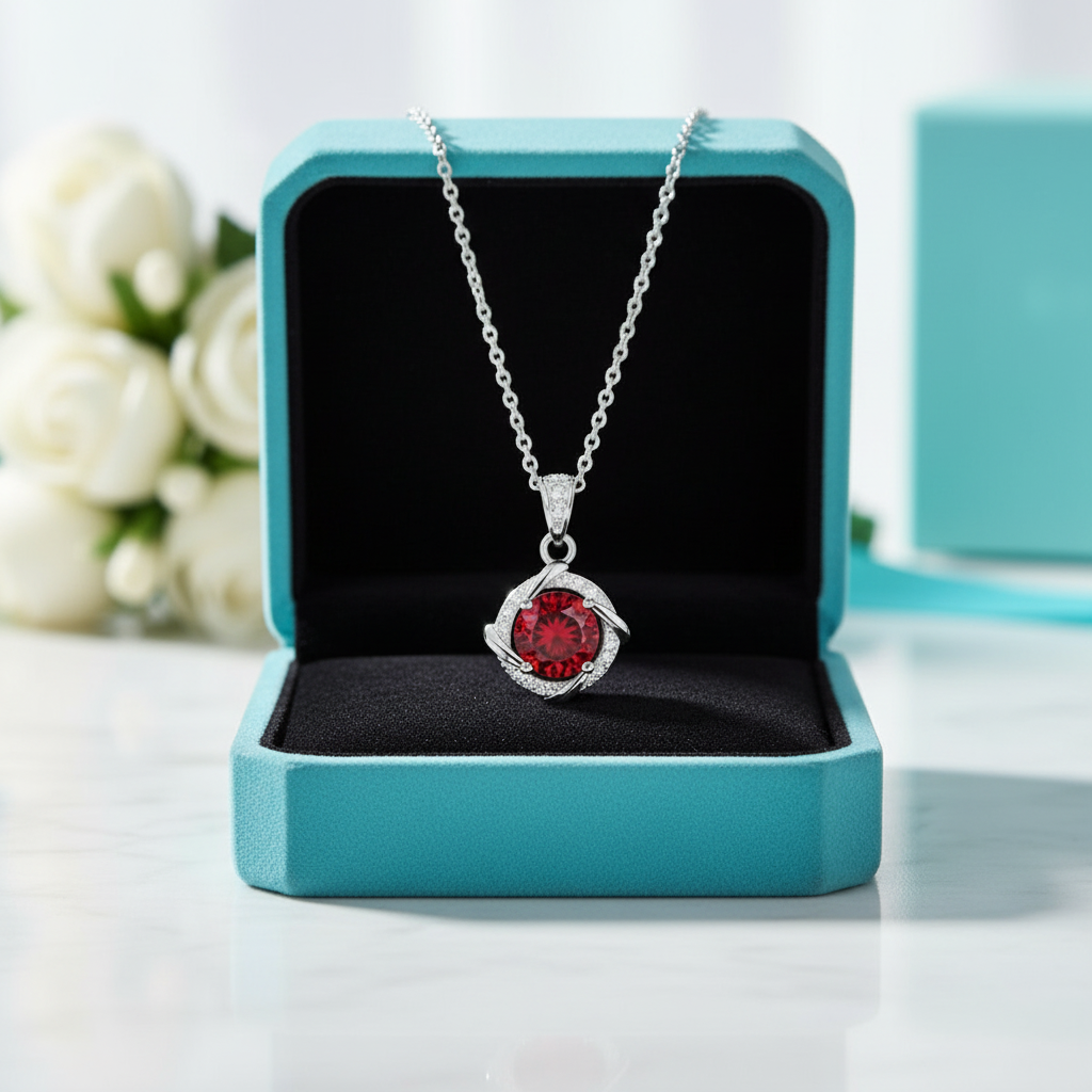 1.0 Ct Clavicle Ruby Pendant Necklace-Evani Jewelry