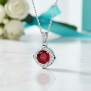 1.0 Ct Clavicle Garnet Pendant Necklace-Evani Jewelry