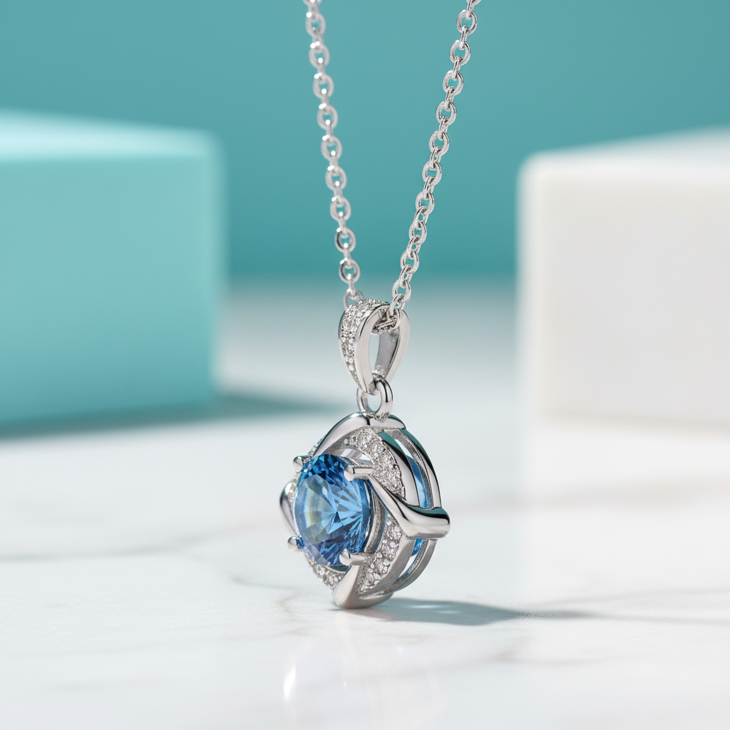 1.0 Ct Sapphire Birthstone Clavicle Pendant Necklace-Evani Jewelry