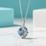 1.0 Ct Sapphire Birthstone Clavicle Pendant Necklace-Evani Jewelry
