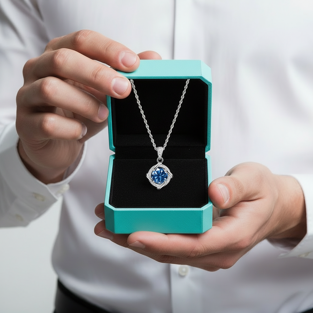 1.0 Ct Sapphire Birthstone Clavicle Pendant Necklace-Evani Jewelry