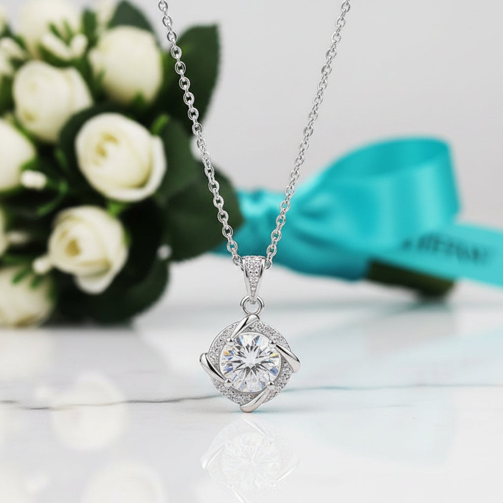 1.0 Ct Diamond Clavicle Pendant Necklace-Evani Jewelry