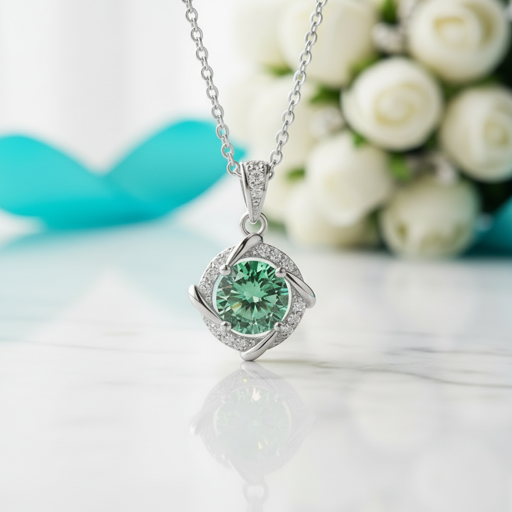 1.0 Ct Peridot Clavicle Pendant Necklace-Evani Jewelry