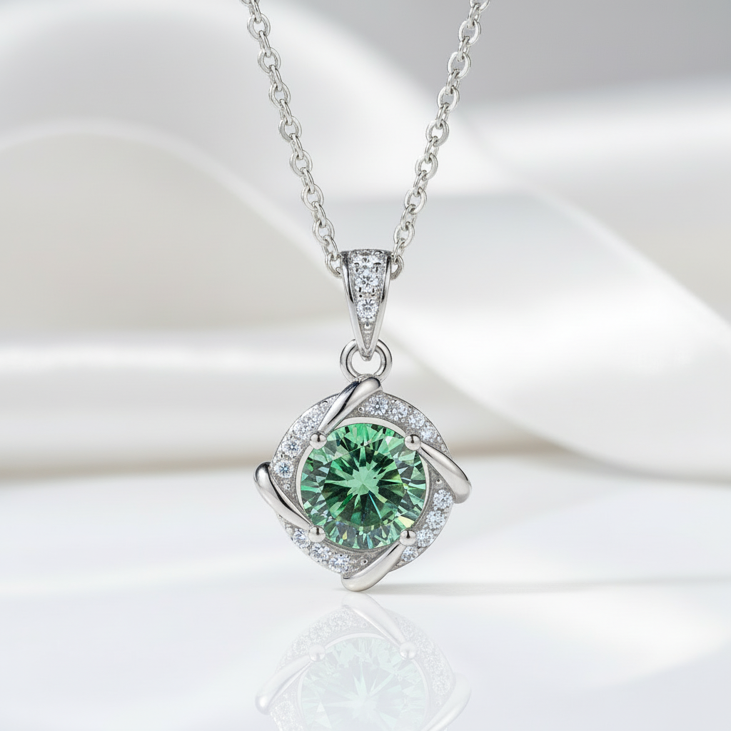1.0 Ct Peridot Clavicle Pendant Necklace-Evani Jewelry
