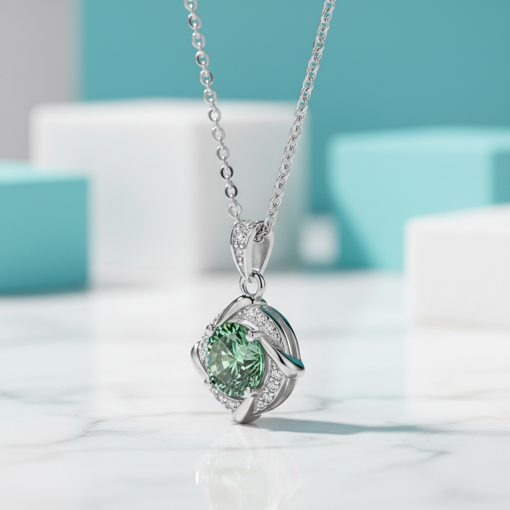 1.0 Ct Peridot Clavicle Pendant Necklace-Evani Jewelry