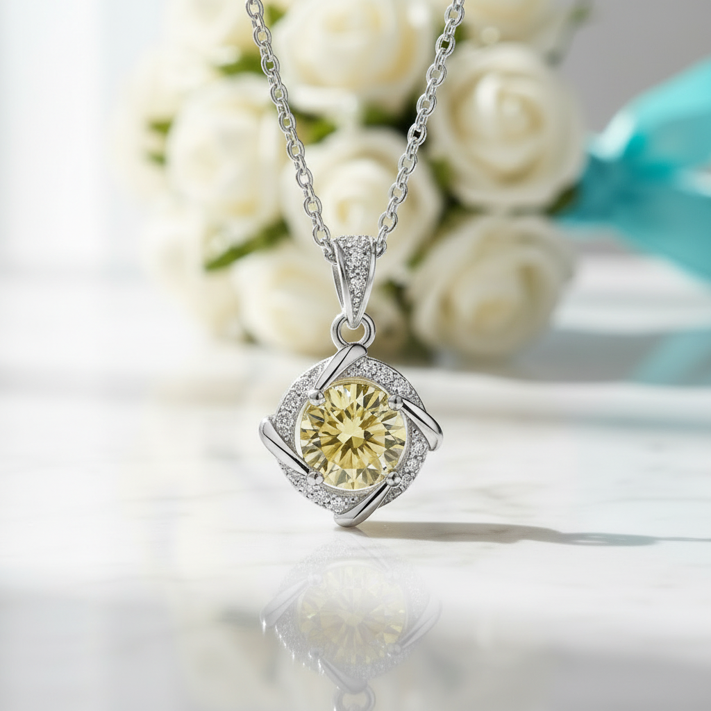 1.0 Ct Clavicle Topaz and Citrine Pendant Necklace - Evani Naomi Jewelry