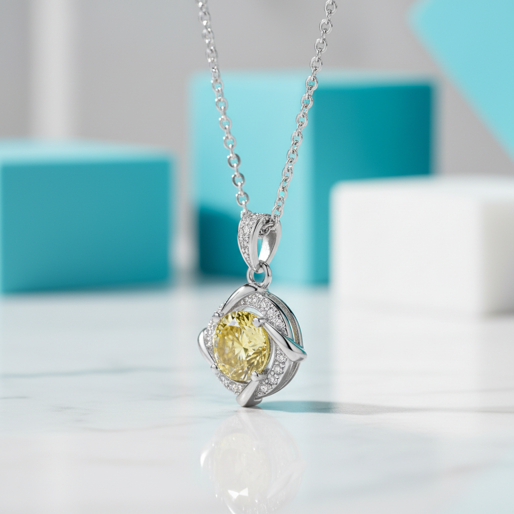 1.0 Ct Clavicle Topaz and Citrine Pendant Necklace