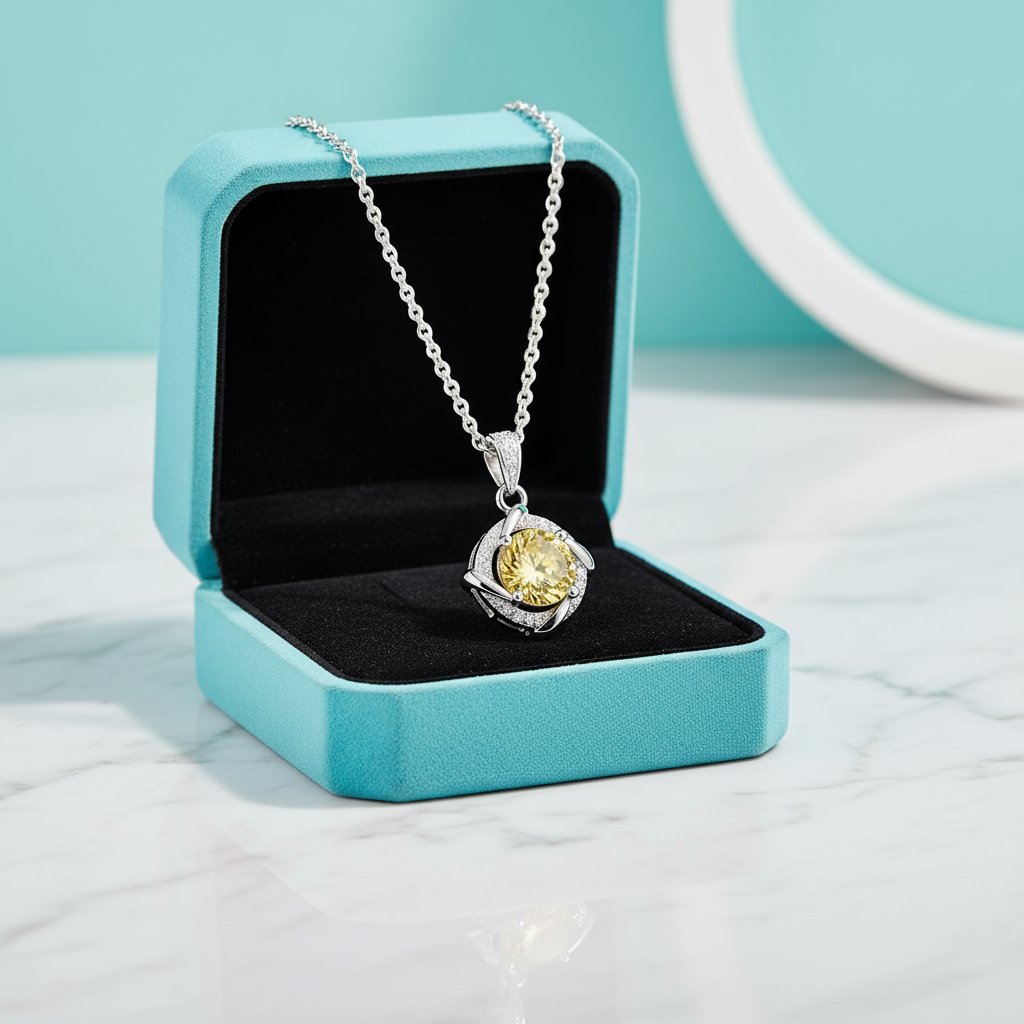 1.0 Ct Clavicle Topaz and Citrine Pendant Necklace - Evani Naomi Jewelry