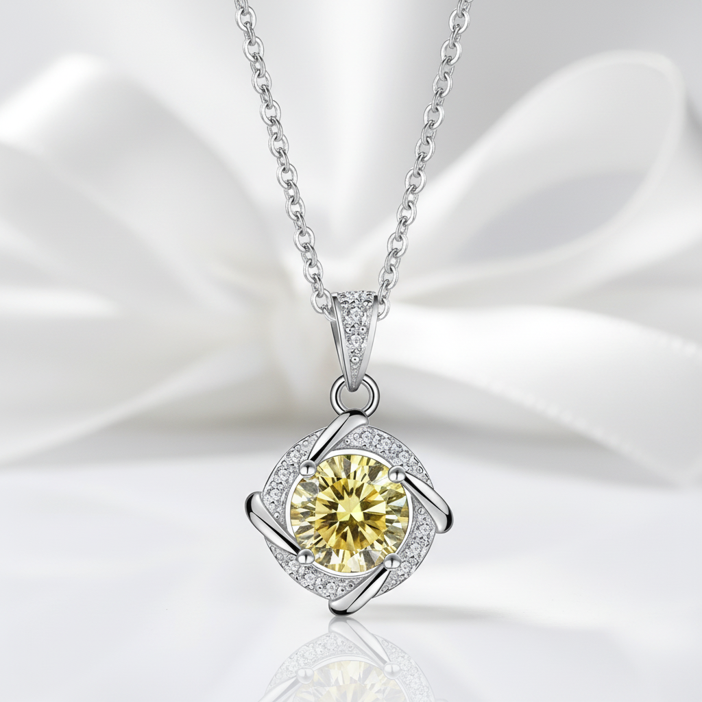 1.0 Ct Clavicle Topaz and Citrine Pendant Necklace