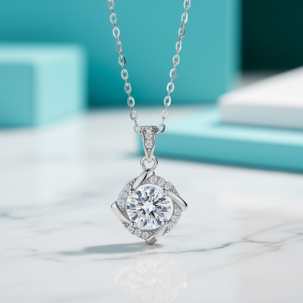 1.0 Ct Diamond Clavicle Pendant Necklace-Evani Jewelry
