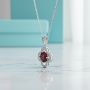 1.0 Ct Clover Garnet Birthstone Pendant Necklace-Evani Jewelry