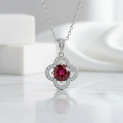 1.0 Ct Clover Garnet Birthstone Pendant Necklace-Evani Jewelry