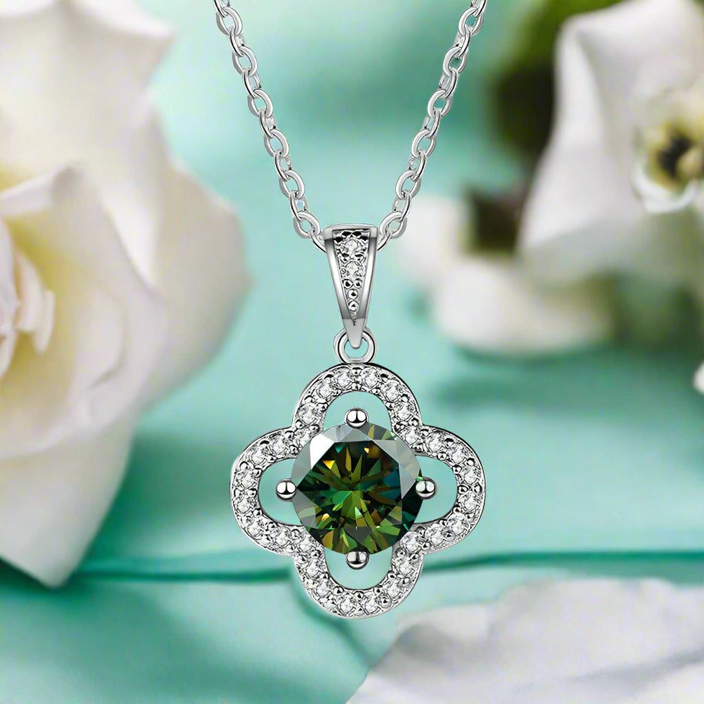 1.0 Ct Diamond Clover Pendant Necklace-Evani Naomi Jewelry
