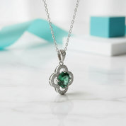 1.0 Ct Emerald Birthstone Clover Pendant Necklace-Evani Jewelry