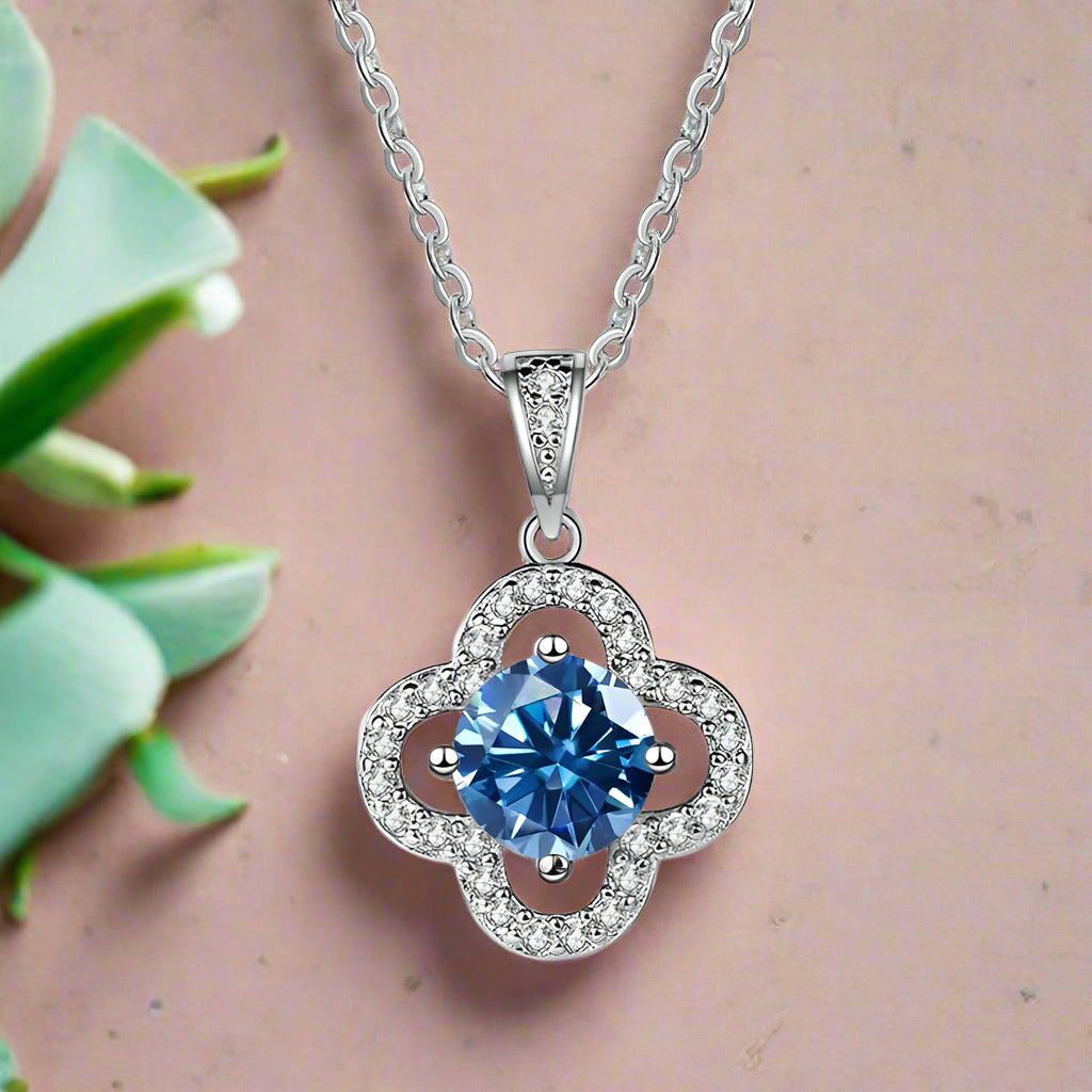 1.0 Ct Diamond Clover Pendant Necklace-Evani Naomi Jewelry