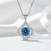 1.0 Ct Sapphire Birthstone Clover Pendant Necklace-Evani Jewelry