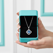 1.0 Ct Sapphire Birthstone Clover Pendant Necklace-Evani Jewelry