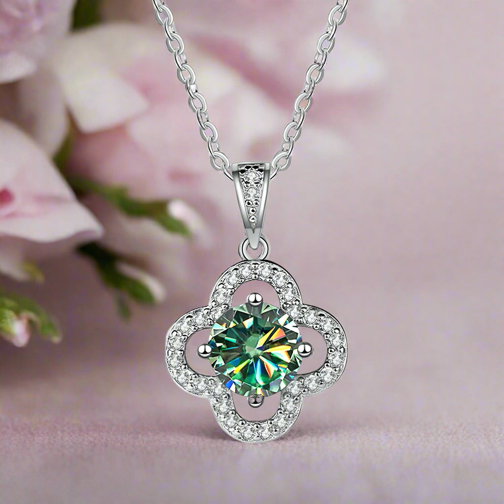 1.0 Ct Diamond Clover Pendant Necklace-Evani Naomi Jewelry