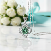 1.0 Ct Clover Peridot Birthstone Pendant Necklace-Evani Jewelry