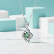 1.0 Ct Clover Peridot Birthstone Pendant Necklace-Evani Jewelry
