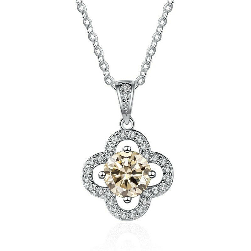 1.0 Ct Diamond Clover Pendant Necklace-Evani Naomi Jewelry