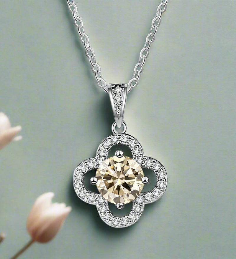 1.0 Ct Diamond Clover Pendant Necklace-Evani Naomi Jewelry