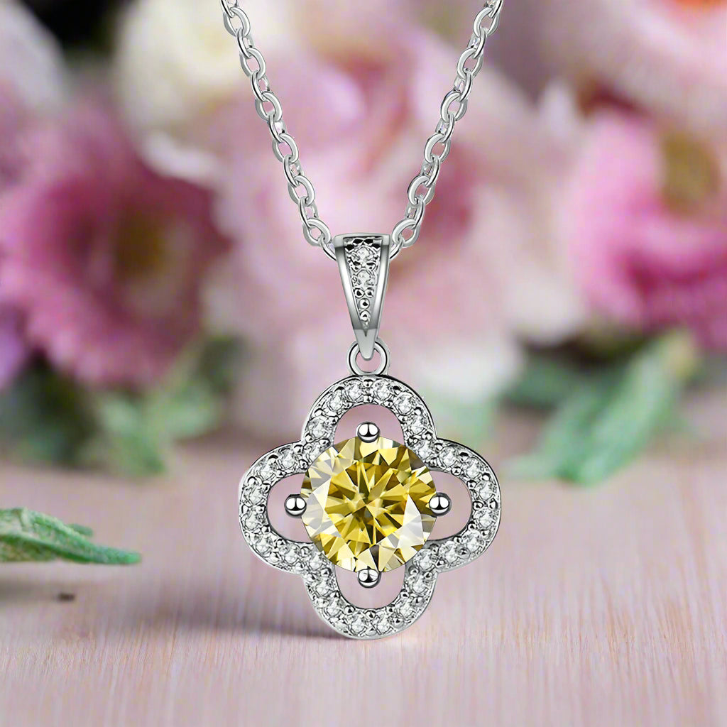 1.0 Ct Diamond Clover Pendant Necklace-Evani Naomi Jewelry
