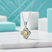 1.0 Ct Clover Topaz and Citrine Pendant Necklace