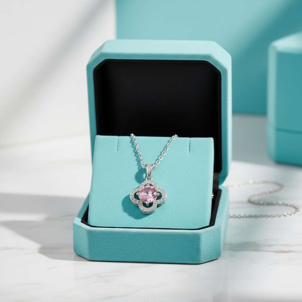 1.0 Ct Tourmaline Birthstone Clover Pendant Necklace - Evani Naomi Jewelry