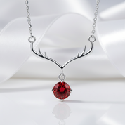 1.0 Ct Round Cut Ruby Deer Pendant Necklace-Evani Jewelry