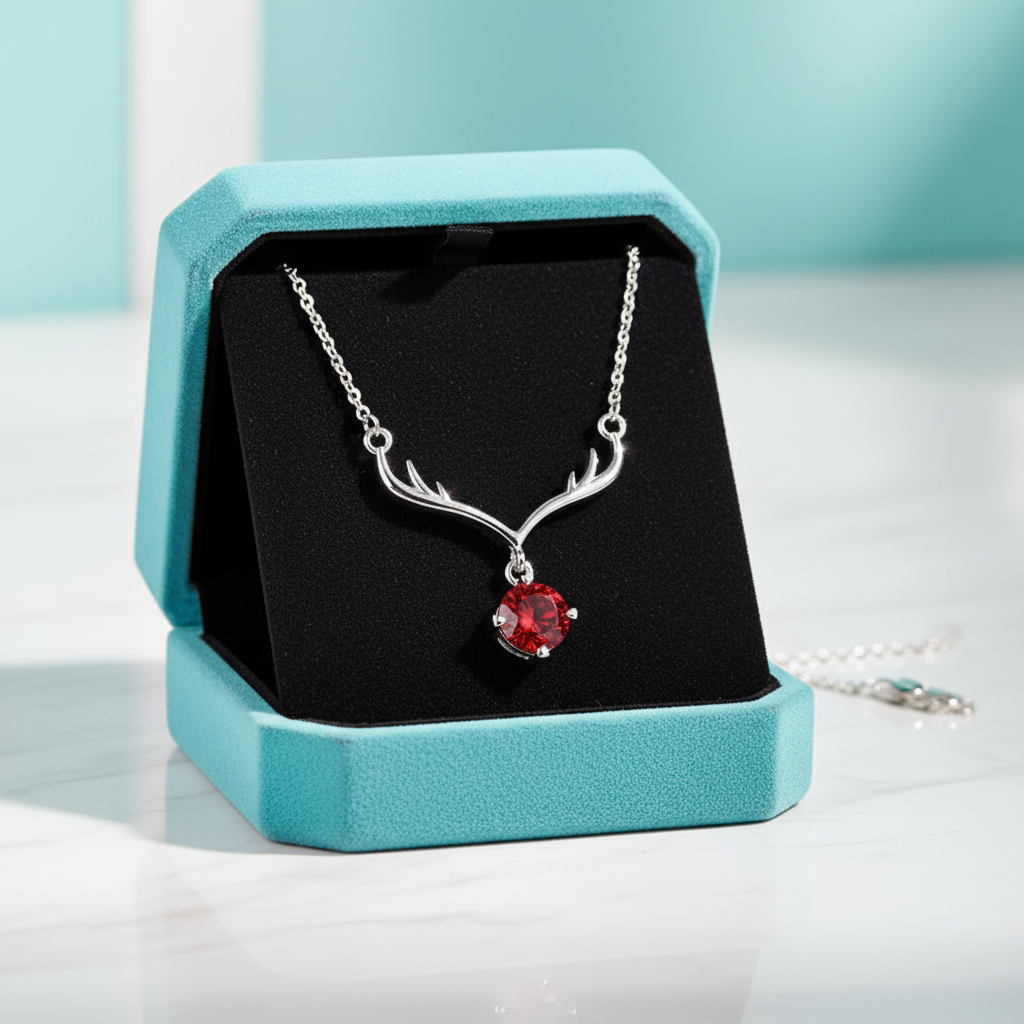 1.0 Ct Round Cut Ruby Deer Pendant Necklace-Evani Jewelry