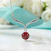 1.0 Ct Round Cut Ruby Deer Pendant Necklace-Evani Jewelry