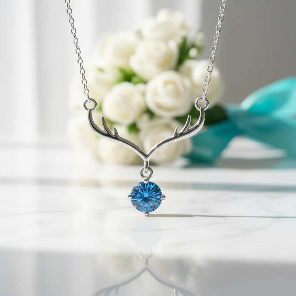 1.0 Ct Sapphire Birthstone Deer Pendant Necklace