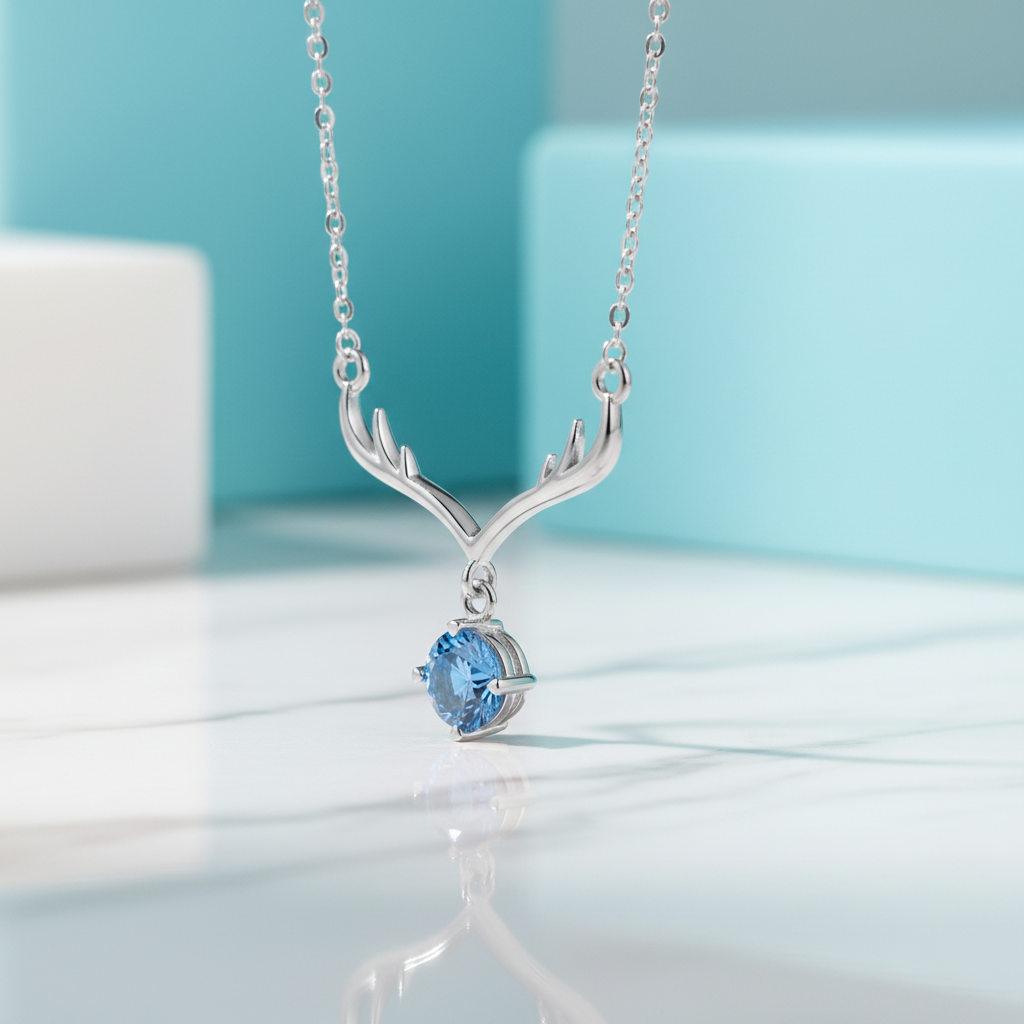 1.0 Ct Sapphire Birthstone Deer Pendant Necklace-Evani Jewelry