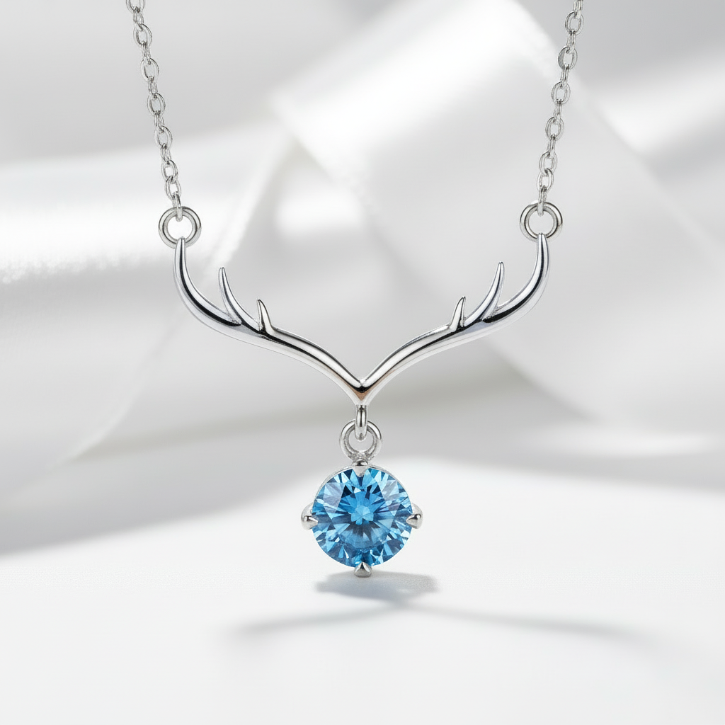 1.0 Ct Sapphire Birthstone Deer Pendant Necklace-Evani Jewelry