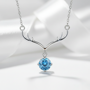 1.0 Ct Sapphire Birthstone Deer Pendant Necklace-Evani Jewelry
