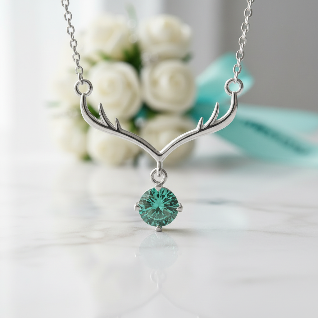 1.0 Ct Peridot Birthstone Deer Pendant Necklace