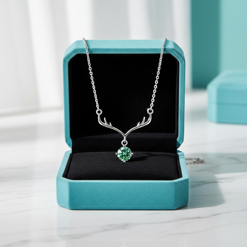 1.0 Ct Peridot Birthstone Deer Pendant Necklace-Evani Jewelry