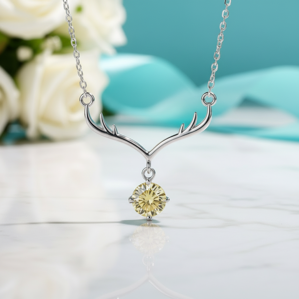 1.0 Ct Deer Topaz and Citrine Pendant Necklace - Evani Naomi Jewelry