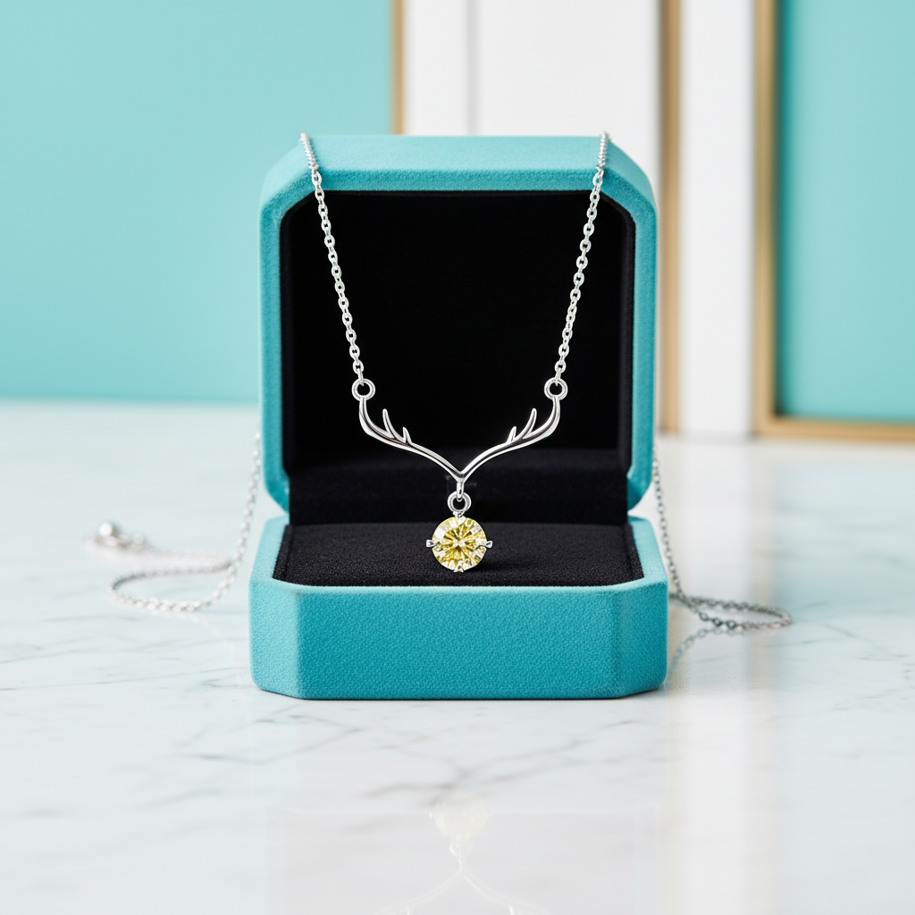 1.0 Ct Deer Topaz and Citrine Pendant Necklace