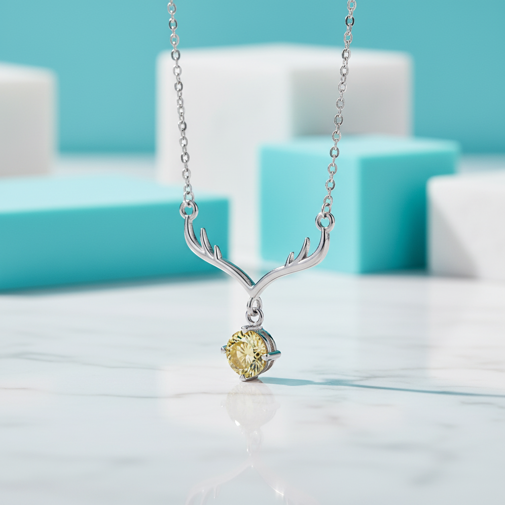 1.0 Ct Deer Topaz and Citrine Pendant Necklace