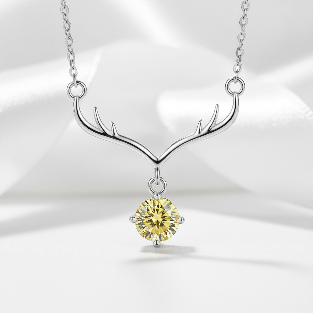 1.0 Ct Deer Topaz and Citrine Pendant Necklace