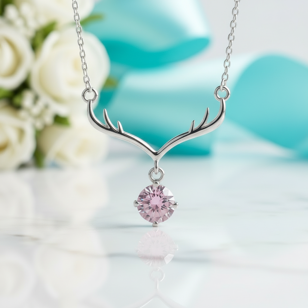1.0 Ct Deer Tourmaline Birthstone Pendant Necklace