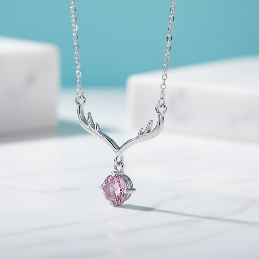 1.0 Ct Deer Tourmaline Birthstone Pendant Necklace